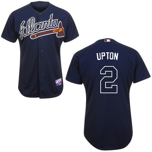 B-J Upton #2 Youth Baseball Jersey-Atlanta Braves Authentic Alternate Road Navy Cool Base MLB Jersey